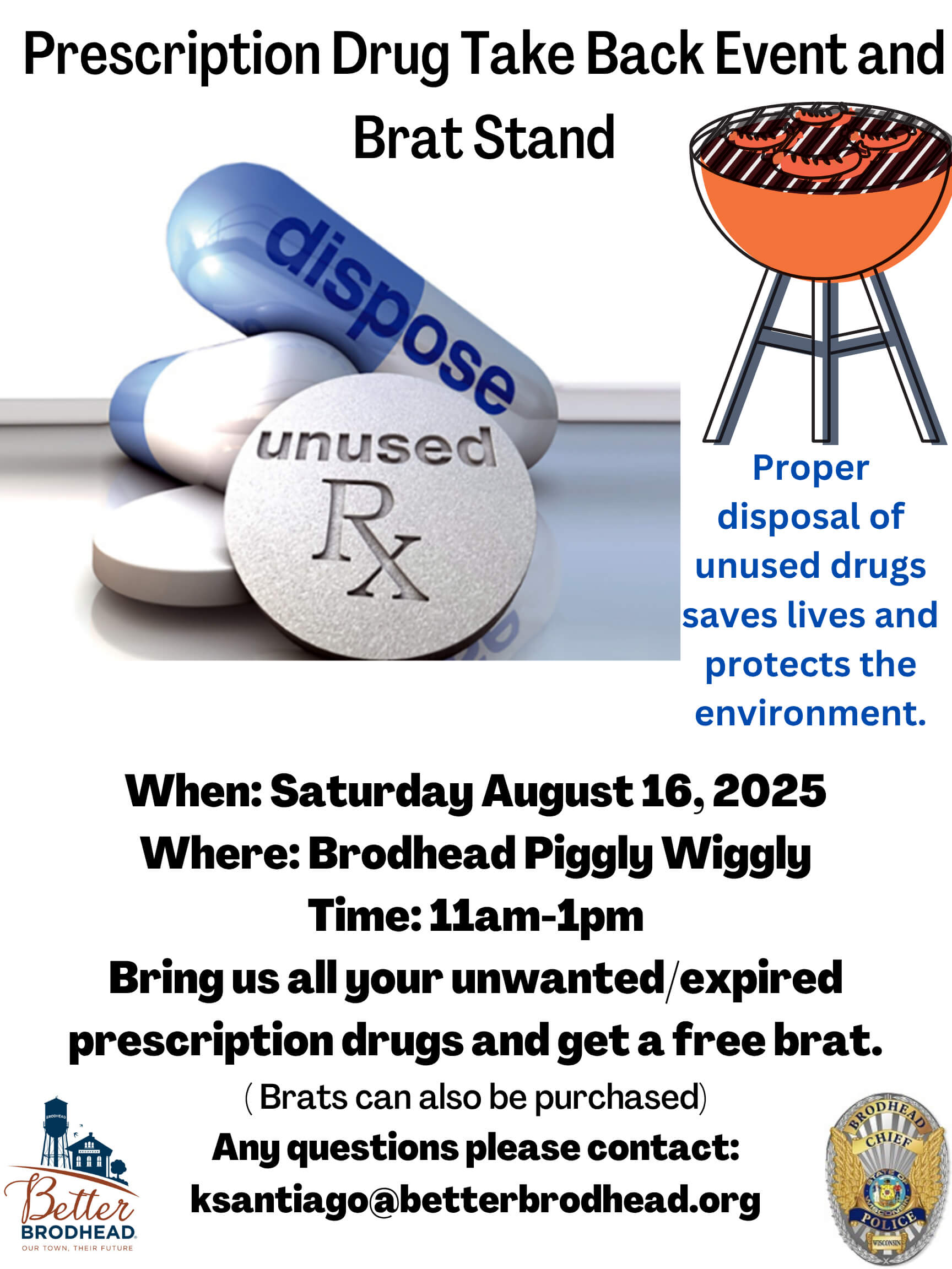 Rx Takeback and Brat Stand flyer